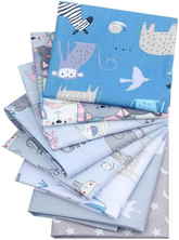 CraftsFabrics 8pcs 40 * 50cm (16" x 20") Cartoon Animals Printed Cotton Fat Quarters Bundle (for Quilting, Scrapbooking, Sewing, Arts & Crafts, Baby Clothing, Nursery, DIY Projects, Collage)